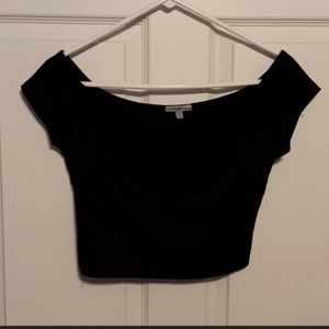 Charlotte Russe black crop top with floral design,  Size XL